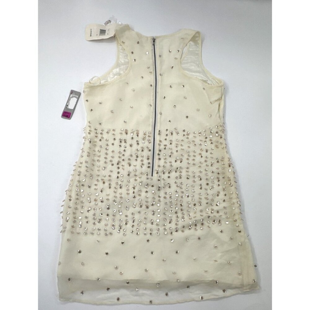 Chelsea Violet Shift Dress Womens Large Beige Sequins Sleeveless Lined $118 NEW - Picture 2 of 12
